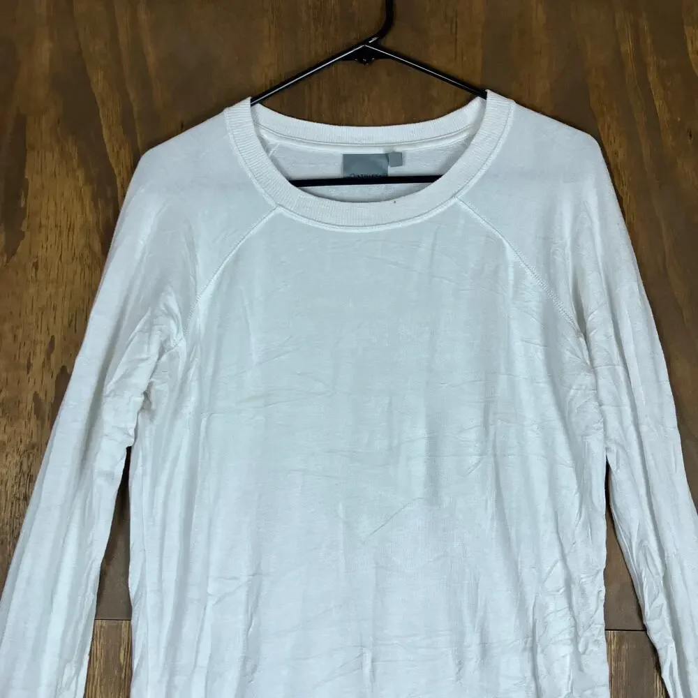 Athleta Womens Sweatshirt White Pull Over Crew Neck Long Sleeve Stretch Small - Picture 2 of 13